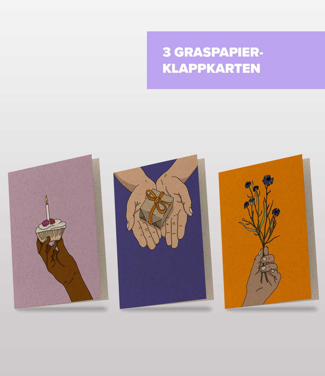 3 Grußkarten als Klappkarte