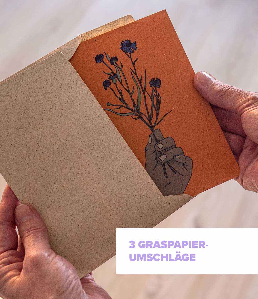 Grußkarten mit Umschlag aus Graspapier