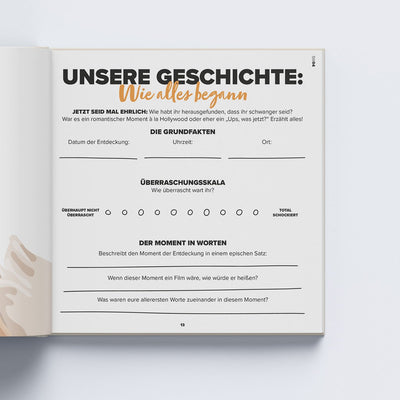 Geschichte von werdenden Eltern in einem Buch festhalten