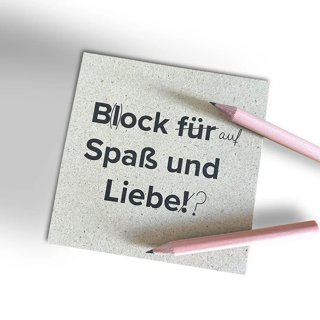 kleiner Notizblock für Paare aus Graspapier